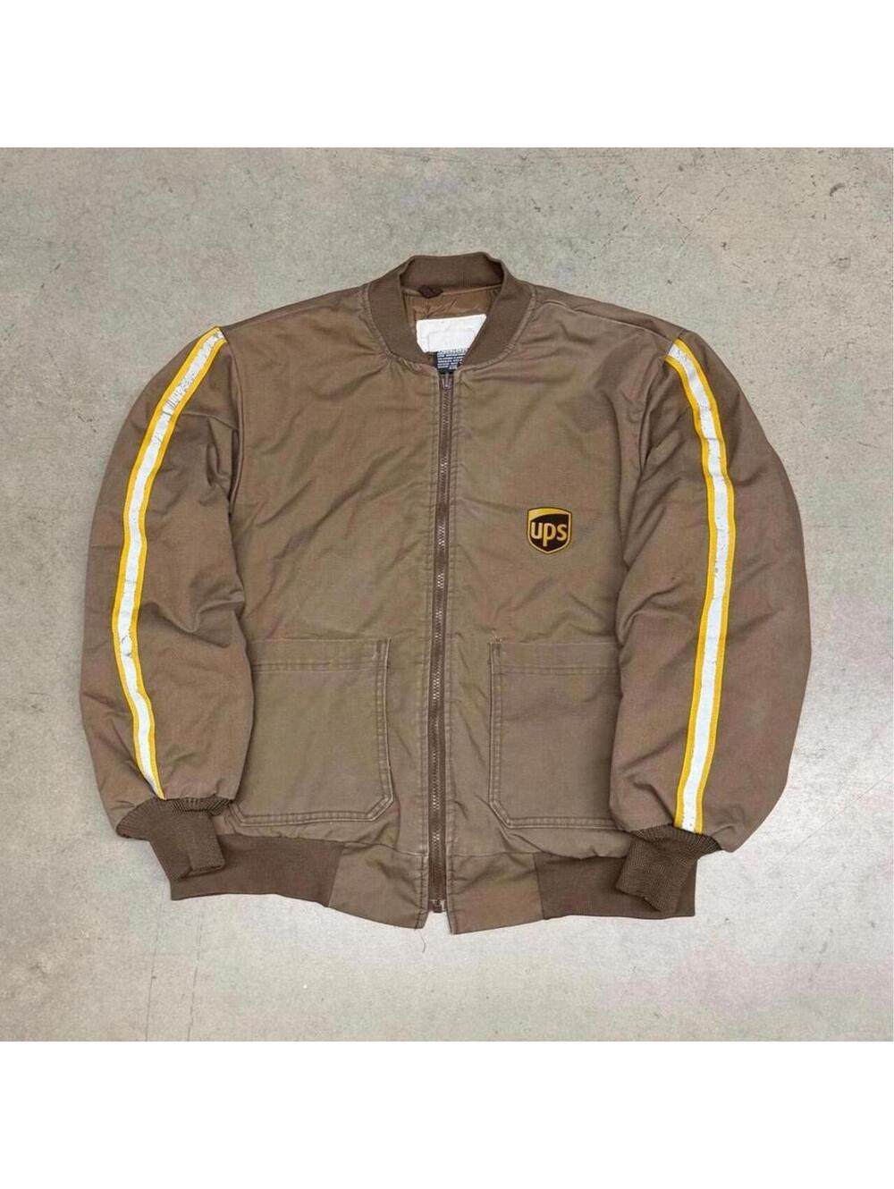 Vintage Twinhill UPS Bomber Jacket Mens Large Brown 3M Thinsulate Quilt Lined